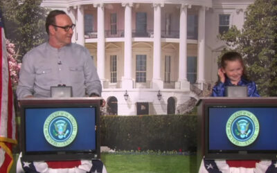 YouTube muestra a Kevin Spacey quedando muy parado frente a una niña de cinco años que le formula diversas preguntas sobre política estadounidense en el programa de Ellen DeGeneres.