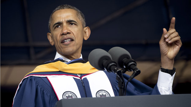US President Barack Obama speaks during the commencement ceremony for Howard University in Washington, DC, May 7, 2016. / AFP / SAUL LOEB (Photo credit should read SAUL LOEB/AFP/Getty Images)
