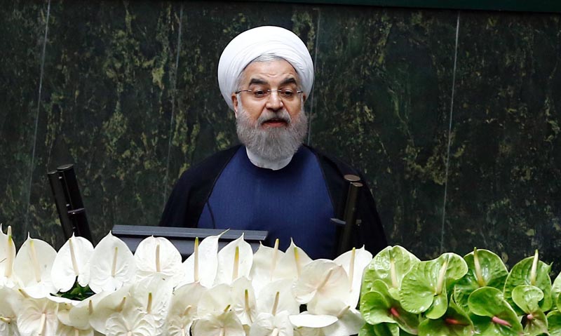 ABD03. Tehran (Iran (islamic Republic Of)), 28/05/2016.- Iranian President Hassan Rouhani delivers his speech to parliament during the inauguration ceremony of the new Iranian parliament, in Tehran, Iran, 28 May 2016. The Iranian parliament will be dominated by reformists for the next four years. (Teherán) EFE/EPA/ABEDIN TAHERKENAREH