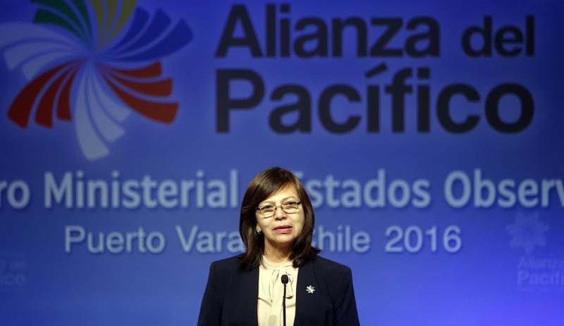 CH01. PUERTO VARAS (CHILE), 29/06/2016. La ministra de Relaciones Exteriores de Perú, Ana María Sánchez de Ríos, durante la inauguración del Encuentro Ministerial de la Alianza del Pacífico y sus Estados Observadores en Puerto Varas (Chile) hoy, miércoles 29 de junio de 2016. EFE/Mario Ruiz