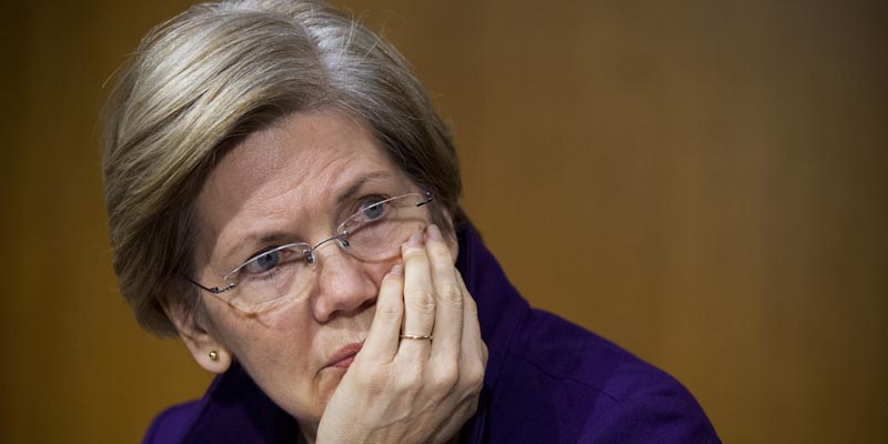 UNITED STATES - NOVEMBER 14: Sen. Elizabeth Warren, D-Mass., attends a Senate Banking Urban Affairs Committee hearing in Dirksen Building on Janet Yellen's confirmation to head the Federal Reserve. (Photo By Tom Williams/CQ Roll Call)