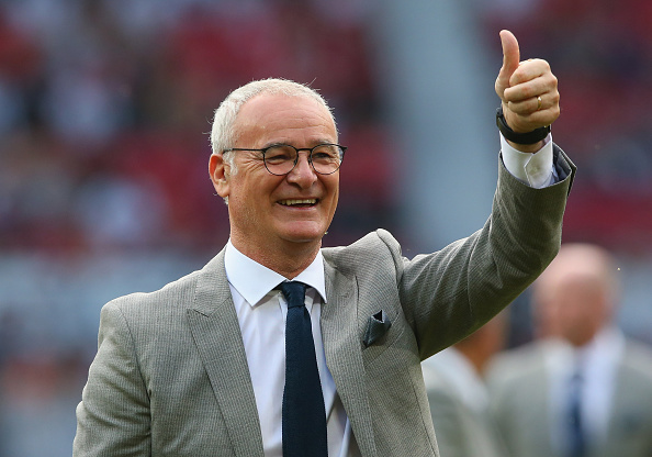 MANCHESTER, ENGLAND - JUNE 05:  Claudio Ranieri leads his Rest of the World team out prior to the Soccer Aid 2016 match in aid of UNICEF at Old Trafford on June 5, 2016 in Manchester, England.  (Photo by Alex Livesey/Getty Images)