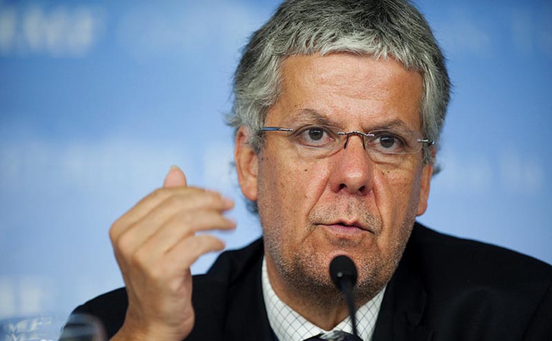 International Monetary Fund 's Western Hemisphere Department Director, Nicolas Eyzaguirre holds a press conference on the Western Hemisphere Region at the Istanbul Congress Center October 4, 2009 in Istanbul, Turkey. IMF Staff Photo/Thomas Dooley