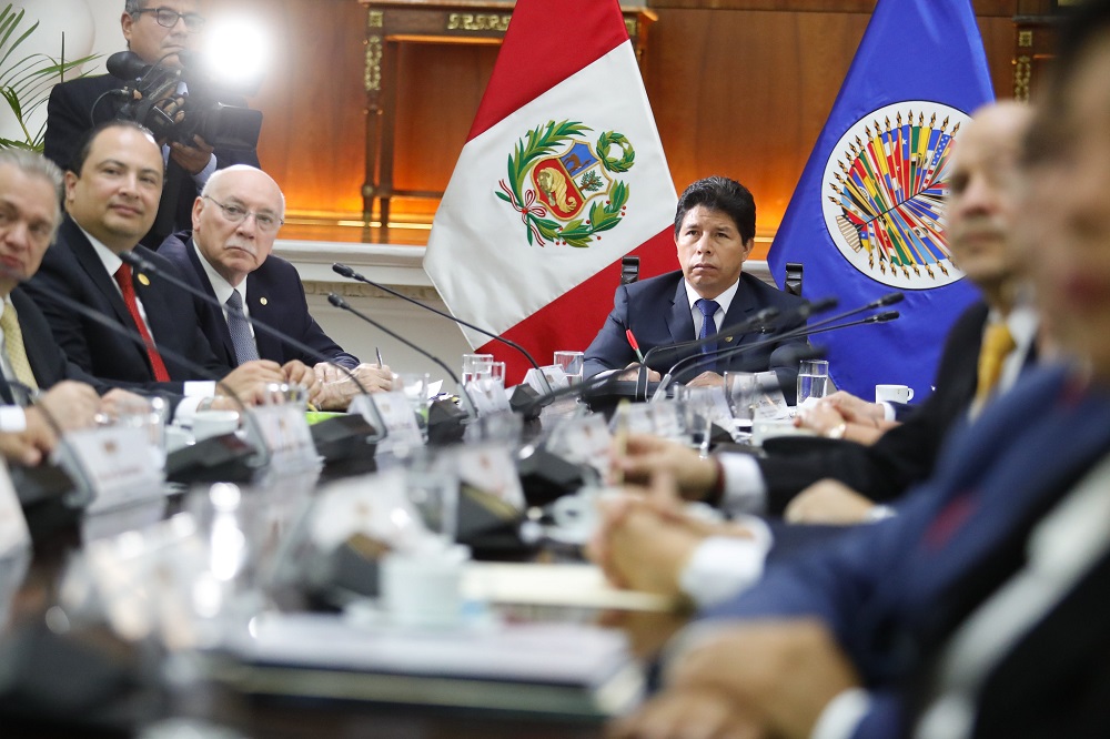 Presidente Pedro Castillo recibió a misión de la OEA en Palacio » Crónica Viva